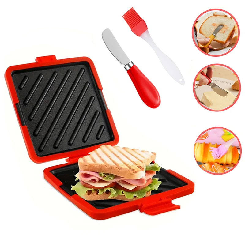 Toaster - 3er-Pack Lebensmittelechter Sandwich-Toaster mit Buttermesser und