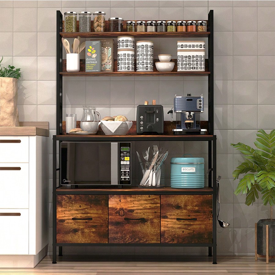 Microwave Oven - Küchen-Backregal mit 3 Körben, 5-stufiges freistehendes