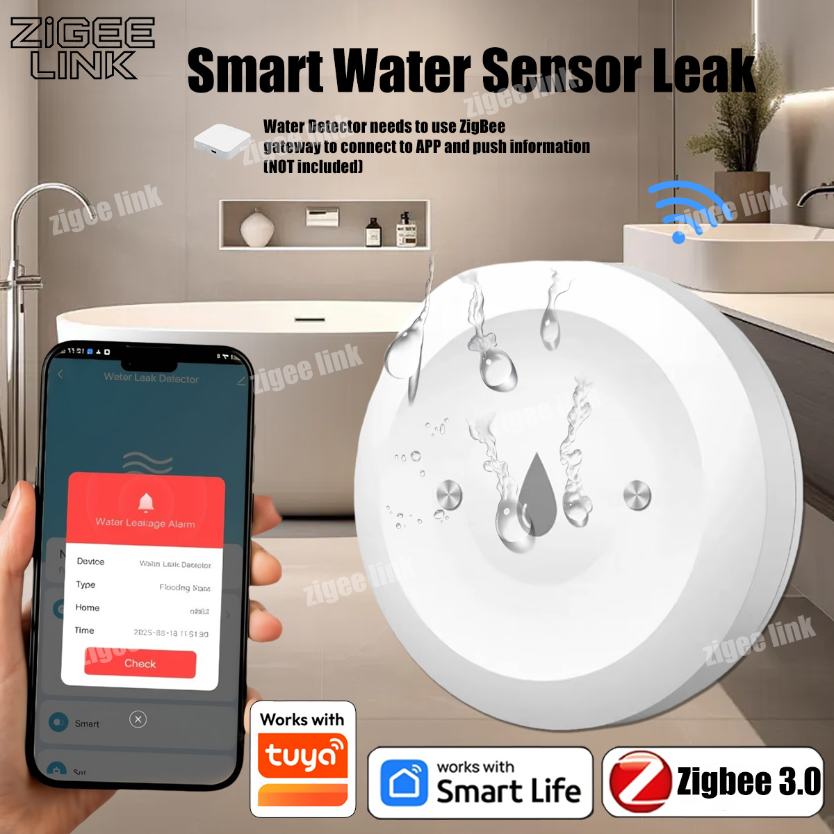 Kitchen Appliances Video - Intelligenter Wasserlecksensor für Tuya ZigBee 3.0,