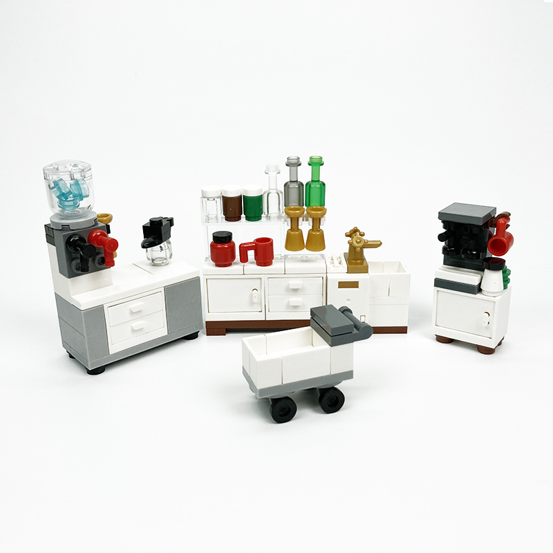 Kitchen Appliances Cabinet - Moc Block kreative Spielzeuge Küchengeräte Kühlschränke