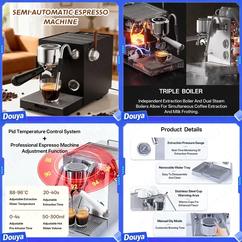 Coffee Maker - CAFOVO E120 Halbautomatische Espressomaschine mit ULKA-Pumpe,